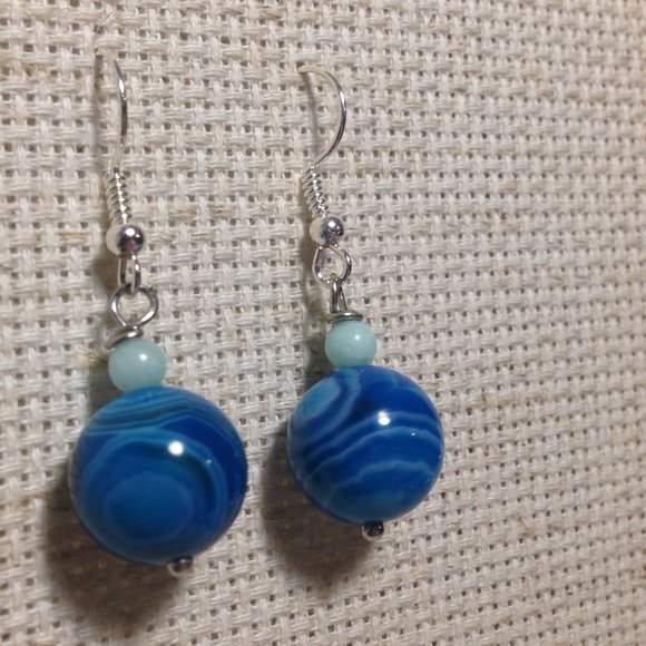 Blue Crazy Lace Agate Earrings - Picture 5 of 7